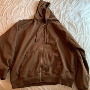 Brandy Melville John Galt Brown ZipUp Sweatshirt